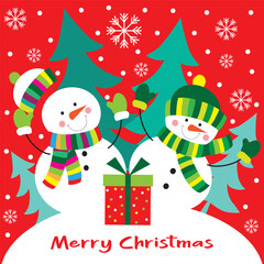 Cute snowman for Christmas card, gift bag or box design
