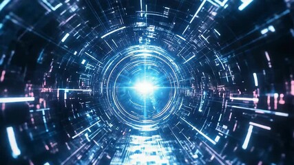 Futuristic binary tunnel transporting digital data and network information - Powered by Adobe