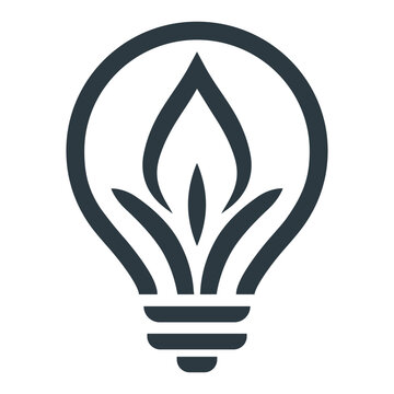 Light bulb flame icon for logo and eco design.