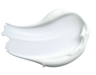 Swirl of white cream texture against a black background