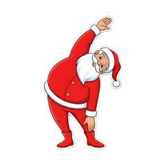 Santa Claus Character Christmas Sticker Illustration Vector Graphic Icon Mascot Design Cute Jolly Festive Old Man Posing Stretching Excercising Warmup
