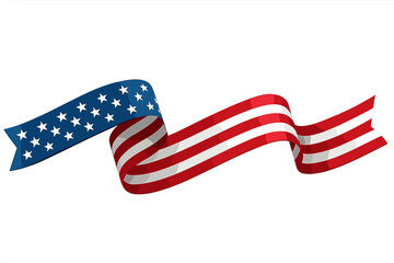 Waving American flag ribbon banner with stars and stripes isolated on white © icon_art