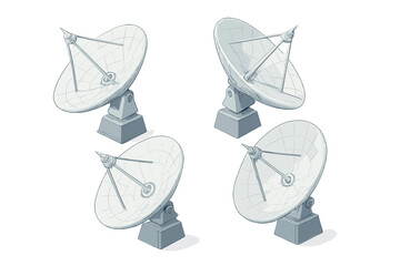 Multiple communication satellite dishes for broadcasting and telecommunication technology