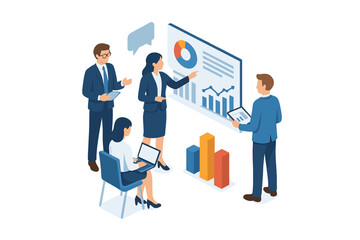 Obraz premium Business professionals discussing financial charts and graphs during a corporate strategy meeting