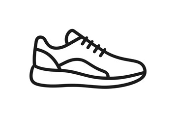 Simple outline icon of a modern athletic running shoe or sneaker for sports and fitness