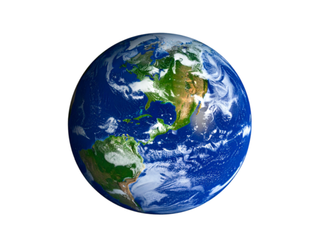 View of North America from space, clouds swirl