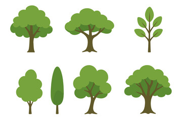 Naklejka premium Stylized green trees and foliage icons representing nature and environment themes