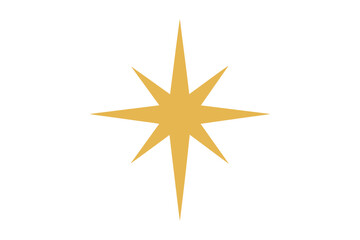 Obraz premium Minimalist golden eight-pointed starburst shape isolated on a white background