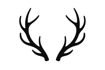 Obraz premium Minimalist black silhouette of deer antlers isolated on a white background