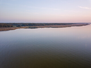 Fototapeta premium Drone photo of the shore of the Curonian Lagoon, Lithuania