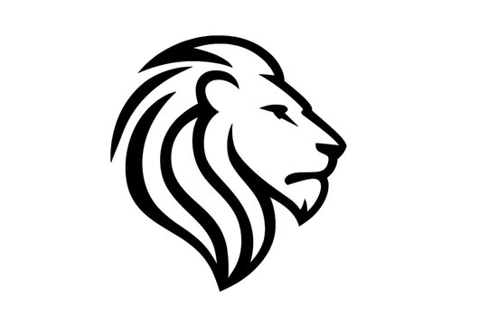 Powerful abstract lion head profile mascot symbol representing leadership and courage