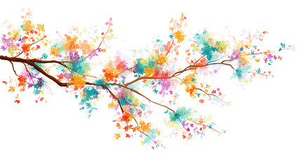 Colorful Floral Branch Vector Illustration