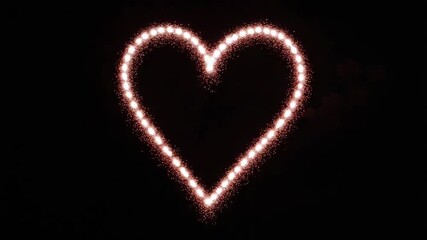 Romantic heart shaped fireworks display at night, celebrating love