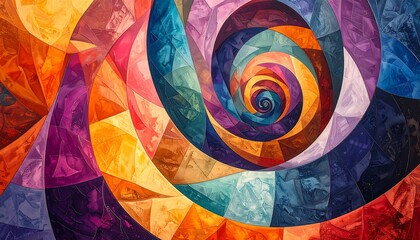 Colorful abstract spiral mosaic pattern art