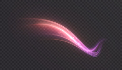 Glowing magic streak with smooth curved motion and bright dual-tone energy, forming a dynamic spell trail for fantasy visuals, light overlays and impact effects in game and fairy-tale designs. © Valeriia