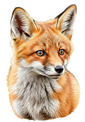 Obraz premium Captivating fox portrait showcasing its striking orange fur and piercing amber eyes, evoking a sense of wild beauty and cunning intelligence, perfect for nature lovers