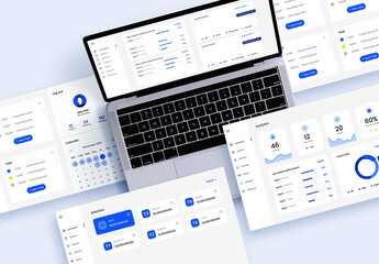 Multi Screen Laptop Web Interface Mockup Isolated