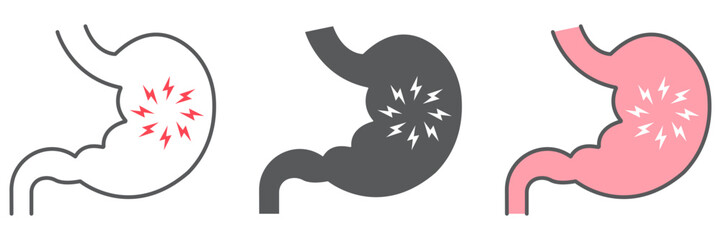 Stomach pain icon, body and sick, abdominal ache sign, vector graphics, a linear pattern on a white background. editable stroke