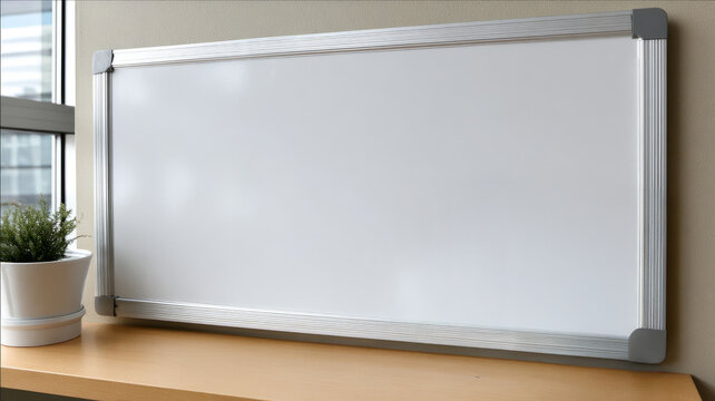 Blank whiteboard in office setting with natural light. - Powered by Adobe