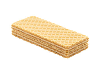 Isolated wafer biscuit rectangular shape stacked with cream, light beige color texture