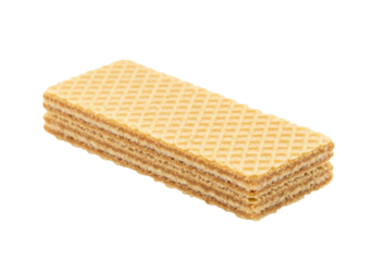 Isolated wafer biscuit rectangular shape stacked with cream, light beige color texture