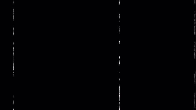 Old film tape defects Overlay: Vintage Vertical Scratches, Dirt, and Grain Film Strip Damage Animation Loop