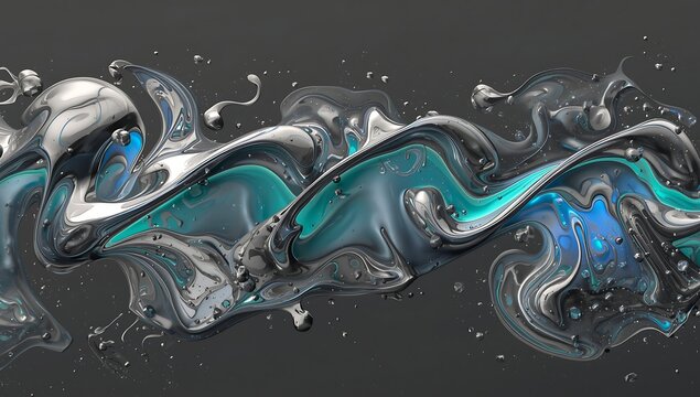 Abstract swirling fluid dynamics with teal and blue hues