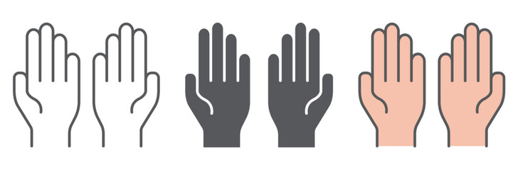 Pray icon, faith and religion, hands sign, vector graphics, a linear pattern on a white background editable stroke