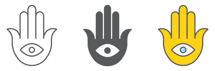 Hamsa icon, luck and talisman, hand sign, vector graphics, a linear pattern on a white background editable stroke