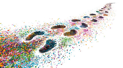 Colorful Footprint Path in Abstract Art
