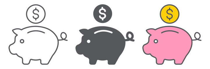 Piggy bank line icon, finance and banking, investment sign, vector graphics, a linear pattern on a white background.