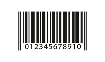 Barcode Icon with Numbers Isolated on White Background