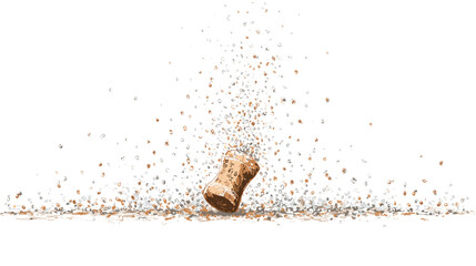 Champagne Cork Popping with Bubbles Vector Illustration