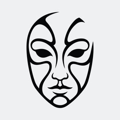 Silhouette kabuki mask japanese noh traditional theater vector illustration