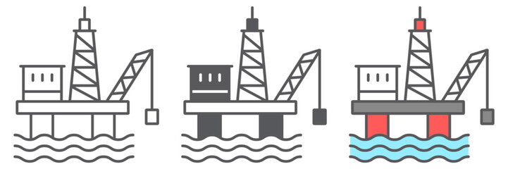 Oil platform icon, industrial and derrick, oil rig sign, vector graphics, a linear pattern on a white background. editable stroke