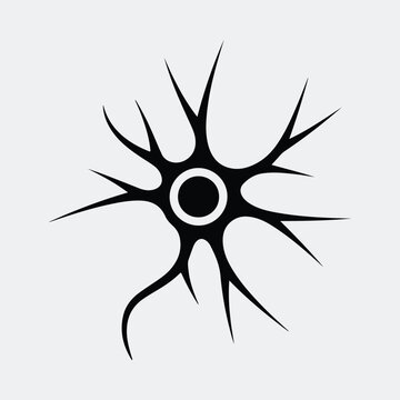 Silhouette of nerve cell neuron dendrite black and white vector illustration