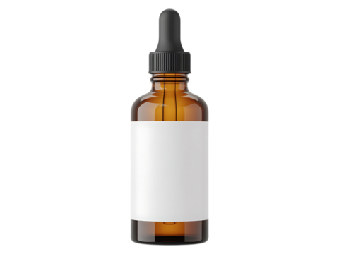 Glass dropper bottle isolated on transparent background - Powered by Adobe