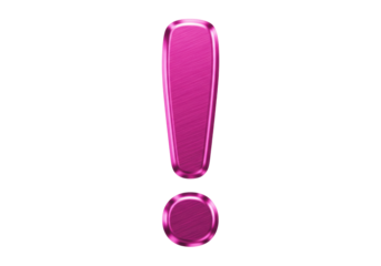 Isolated Pink Exclamation Point Graphic with Metallic Shine in Modern Style Design