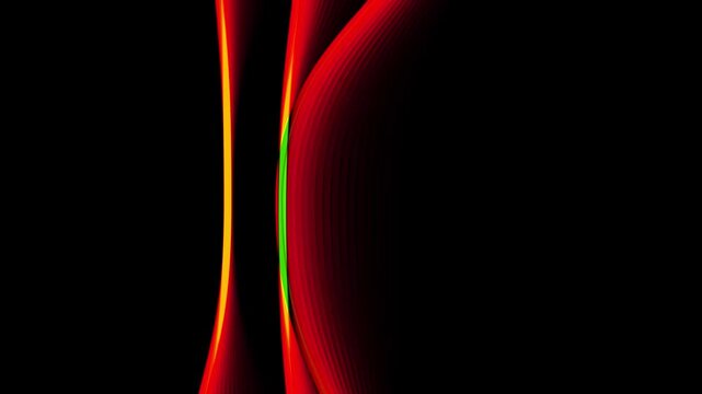 Abstract design of colorful retro lines moving randomly on a black background
