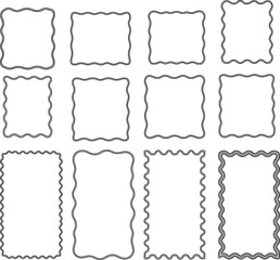 Set of Rectangle Frames with Wavy Edges – Wiggly Border Shapes and Empty Labels Vector