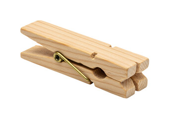 Isolated wooden clothespin closeup detail, essential domestic laundry clip, laundry tool