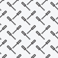 Cartoon doodle screwdriver seamless pattern. Vector illustration