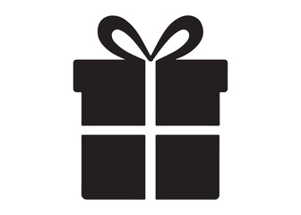 Present gift box logo silhouette vector, Gift box icon logo silhouette, merry christmas and happy new year gift box silhouette logo vector illustration on a white background.