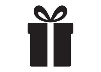 Present gift box logo silhouette vector, Gift box icon logo silhouette, merry christmas and happy new year gift box silhouette logo vector illustration on a white background.