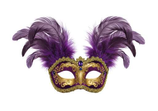 Isolated fancy feathered mask for masquerade, costume party or Mardi Gras festival event