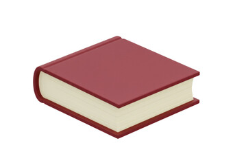 Isolated close-up shot of an old book with a red cover, lying on a table at an angle