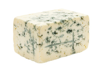 Isolated block of blue cheese with mold for salad, sandwich, or snack, healthy food item