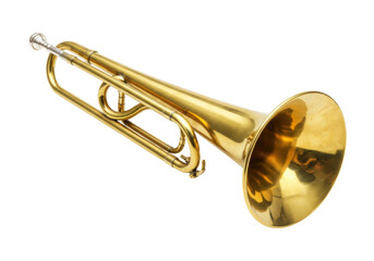 Isolated golden trumpet musical instrument for brass orchestra or concert band play music