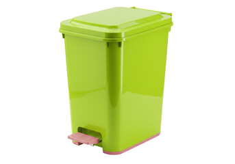 Isolated pedal bin in light green color for waste collection, indoor trash container