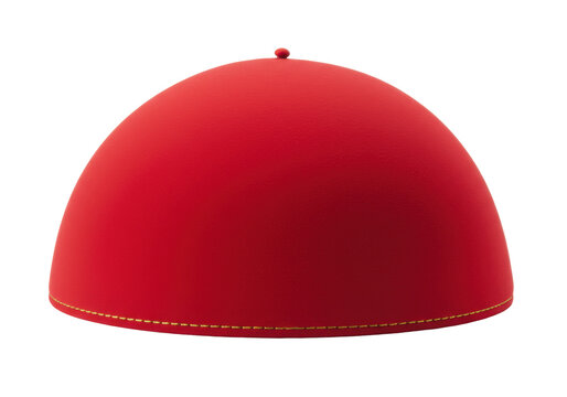 Isolated Red zucchetto with trim, ecclesiastical head covering, traditional Catholic clerics attire